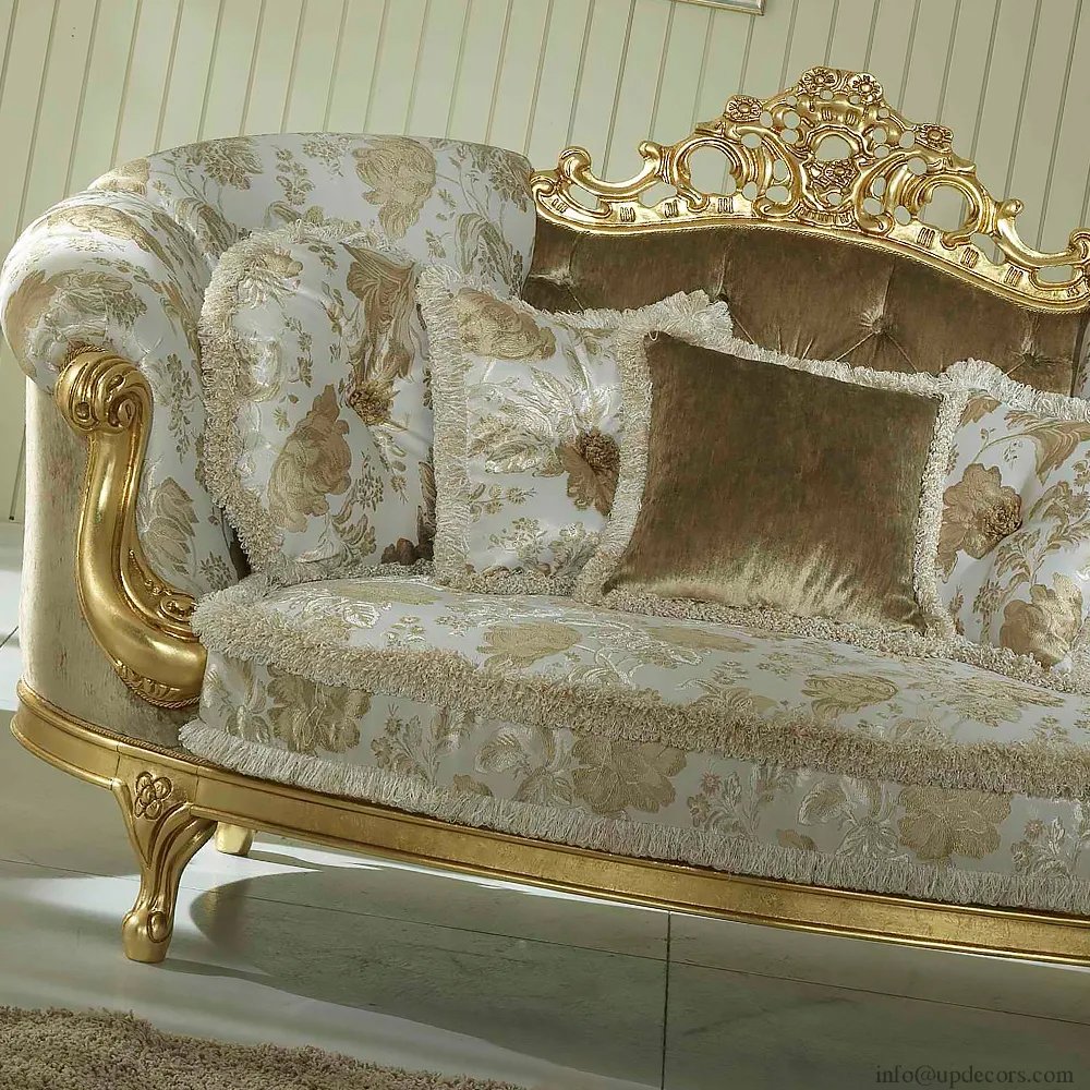 Baroque Style Sofa Italian Furniture Gold Leaf 2 Seater Sofa With Cheap Price