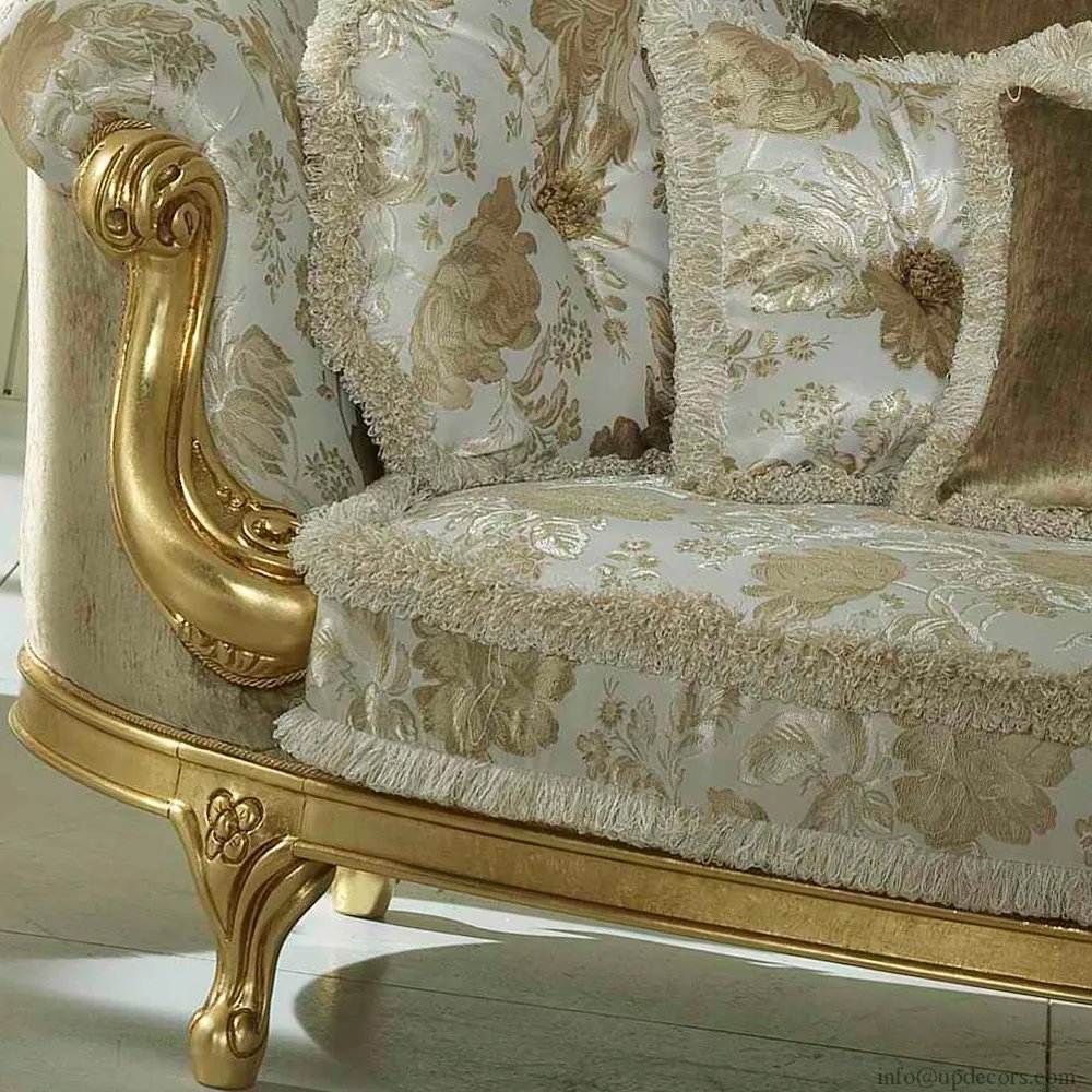 Baroque Style Sofa Italian Furniture Gold Leaf 2 Seater Sofa With Cheap Price