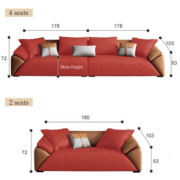 Luxury Italian Villa Sofa Set in Modern Living Room with Genuine Leather
