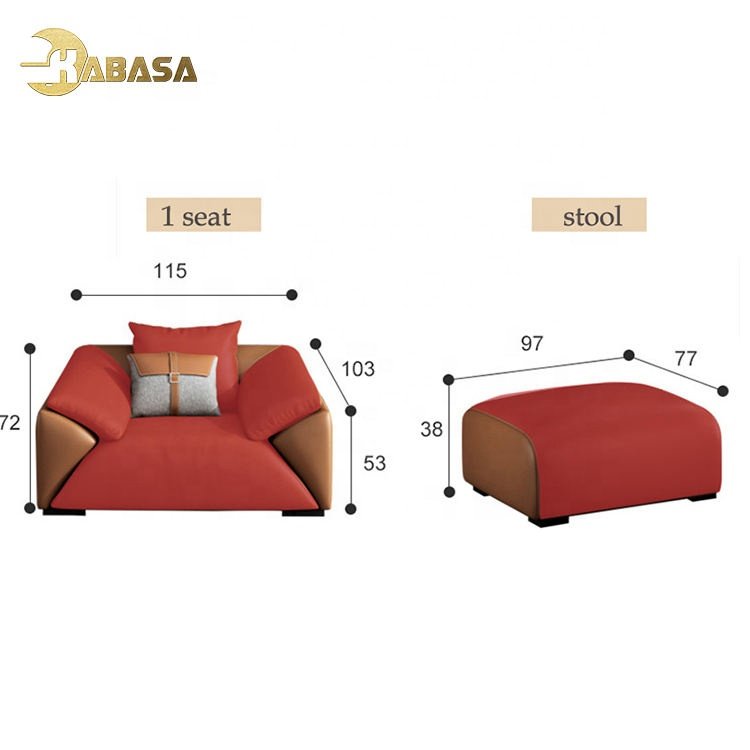 Luxury Italian Villa Sofa Set in Modern Living Room with Genuine Leather