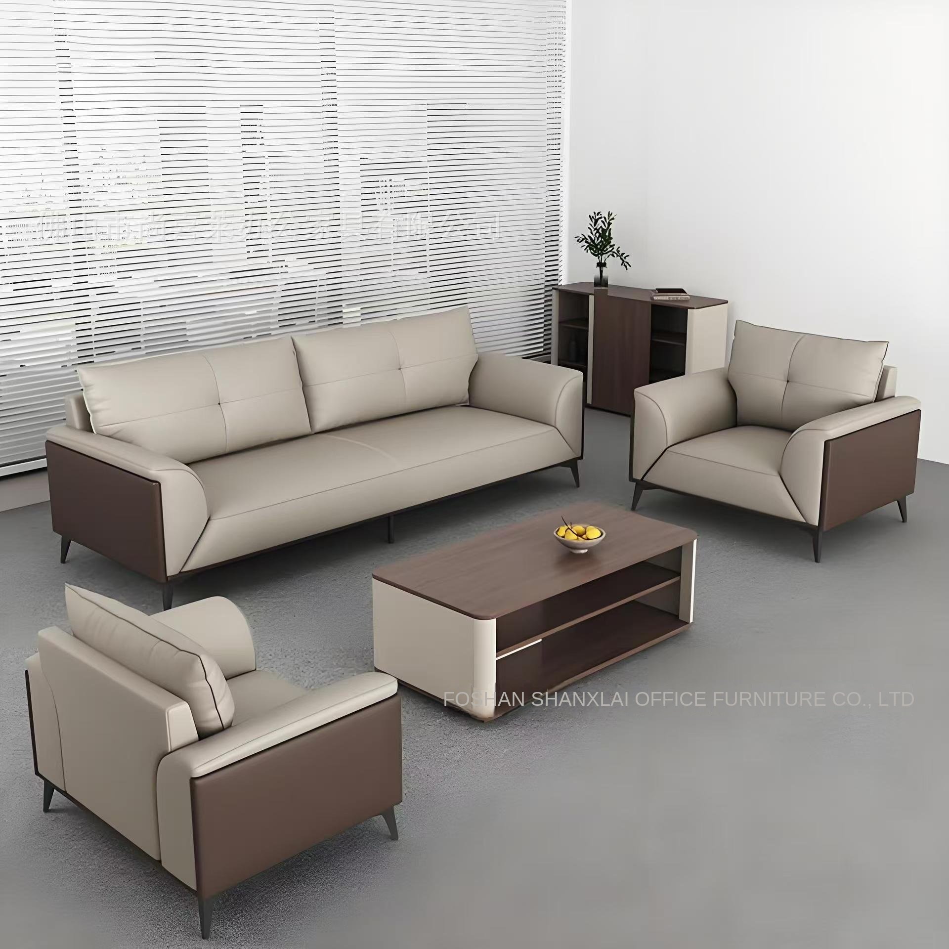 High-End Modern PU Leather Office Sofa and Coffee Table Set Casual Modular Design for Business Meetings & Hotel Receptions