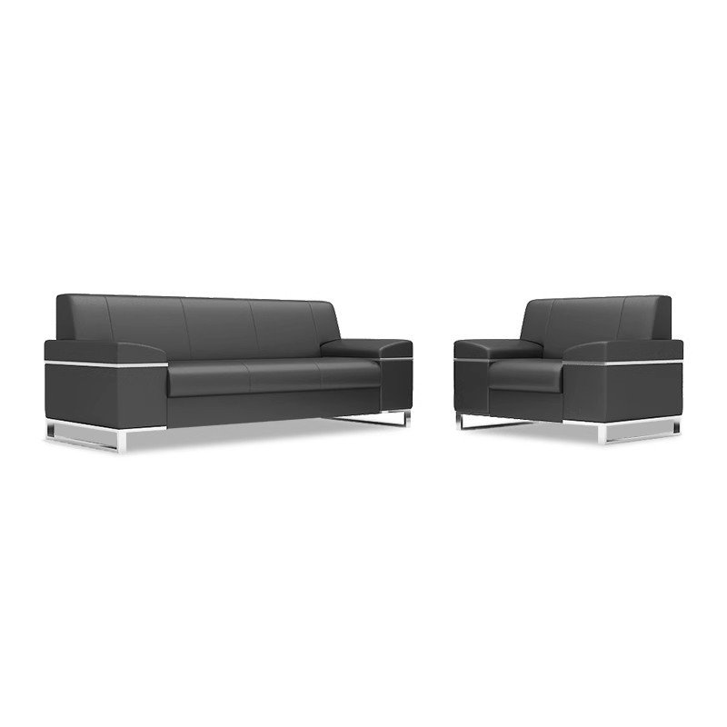 High-End Leather Coffee Table Fabric Simple Modern Black Office Sofa Set Three-Person Reception Living Room Business Hotels