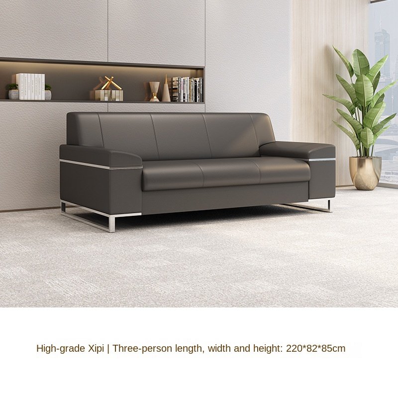 High-End Leather Coffee Table Fabric Simple Modern Black Office Sofa Set Three-Person Reception Living Room Business Hotels