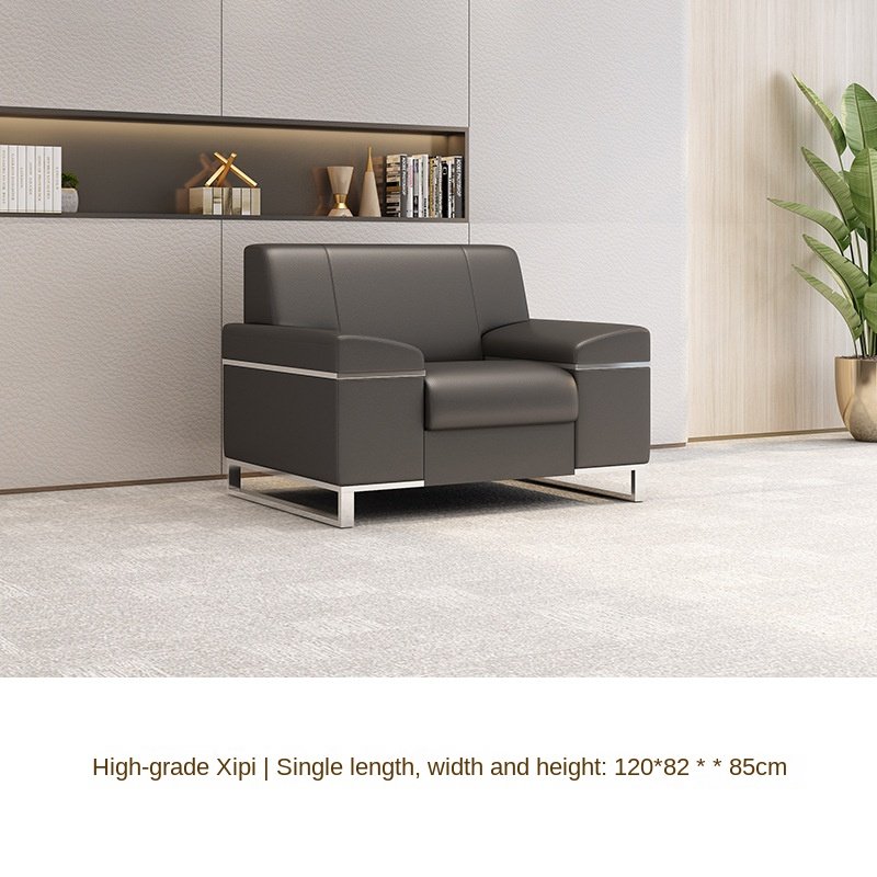High-End Leather Coffee Table Fabric Simple Modern Black Office Sofa Set Three-Person Reception Living Room Business Hotels