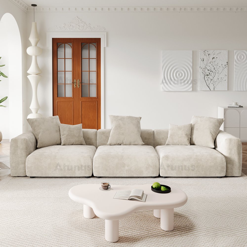 ATUNUS Extra Modular Sectional Sofas CORD VELOUR Large Sofa Couch Living Room Furniture Velvet Fabric Sofa Set