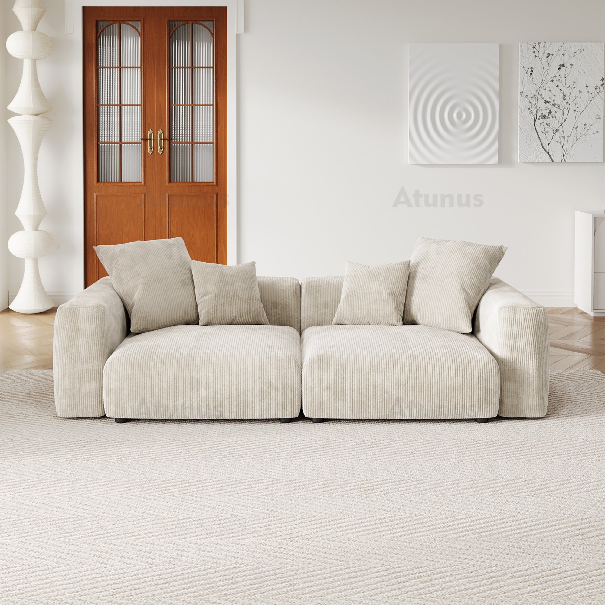ATUNUS Extra Modular Sectional Sofas CORD VELOUR Large Sofa Couch Living Room Furniture Velvet Fabric Sofa Set