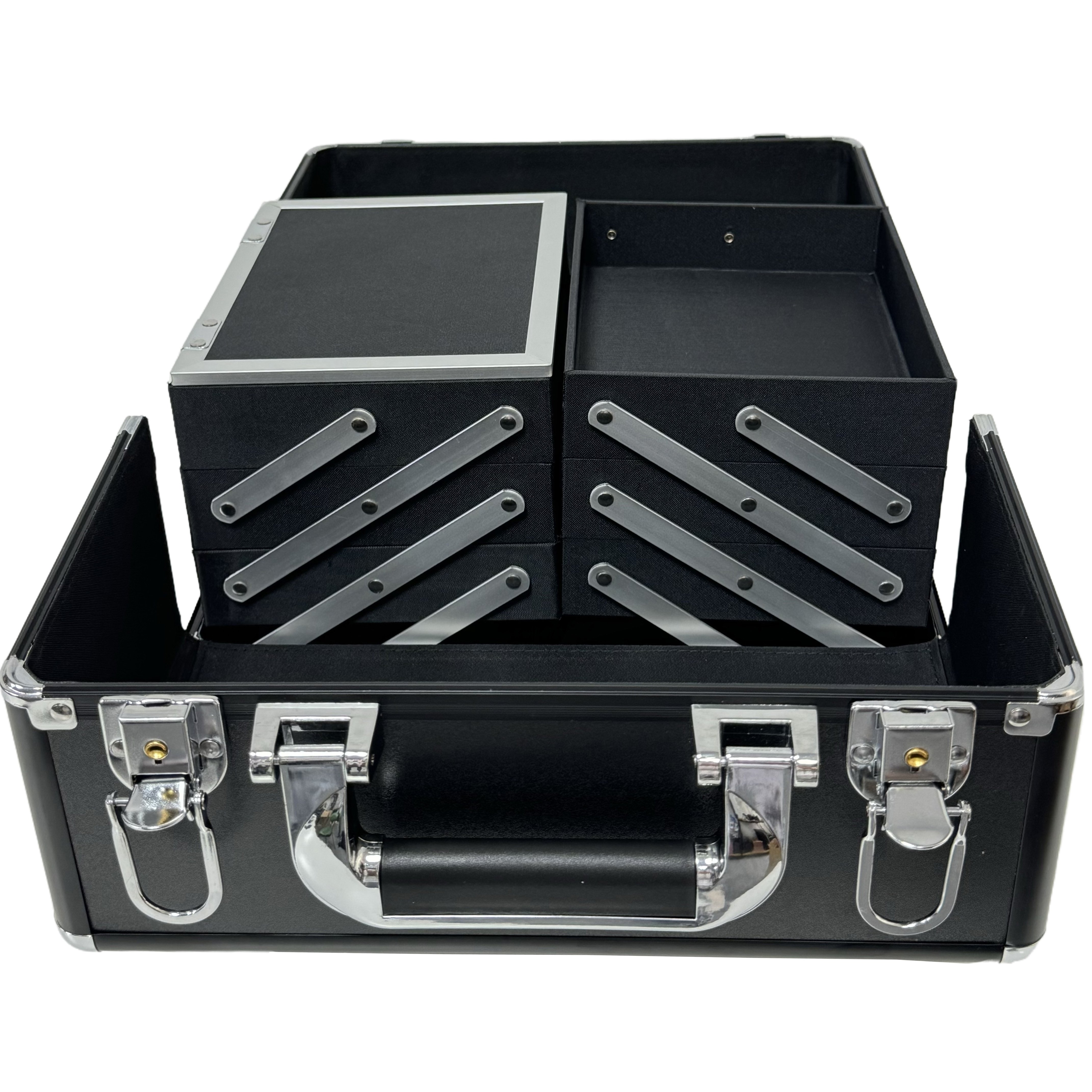 Large Storage Organizer Train Case Makeup Travel Storage Box With 6 Trays Mirror Cosmetic Case Beauty Professional Makeup Case