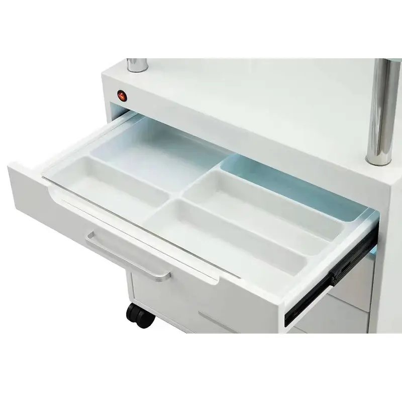 Multifunctional Salon Trolley With 4 Drawers Beauty Trolley Drawers With LED Lights Shop Stool Trolley Furniture