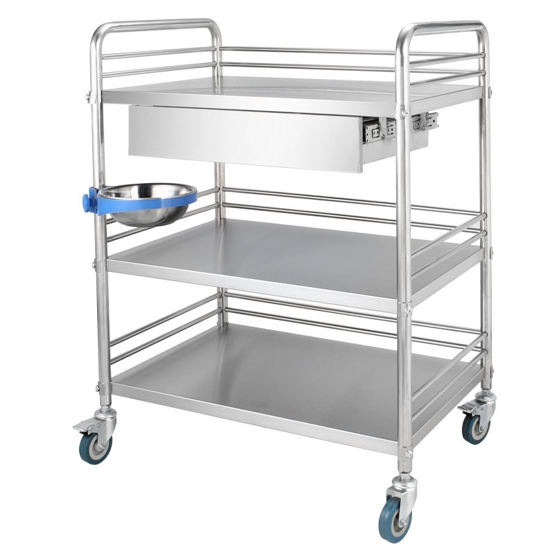 80*48*86cm Customized Multi-Function Stainless Steel Trolley Hospital Cart Medical Trolley