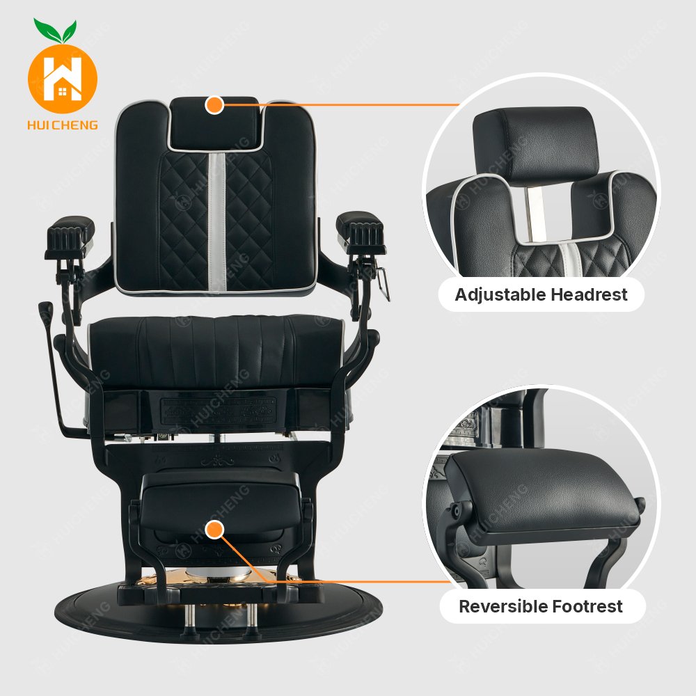 Black Gold Barber Chair Heavy reclining hairstylist chair Professional salon chair for barbershop BC8802