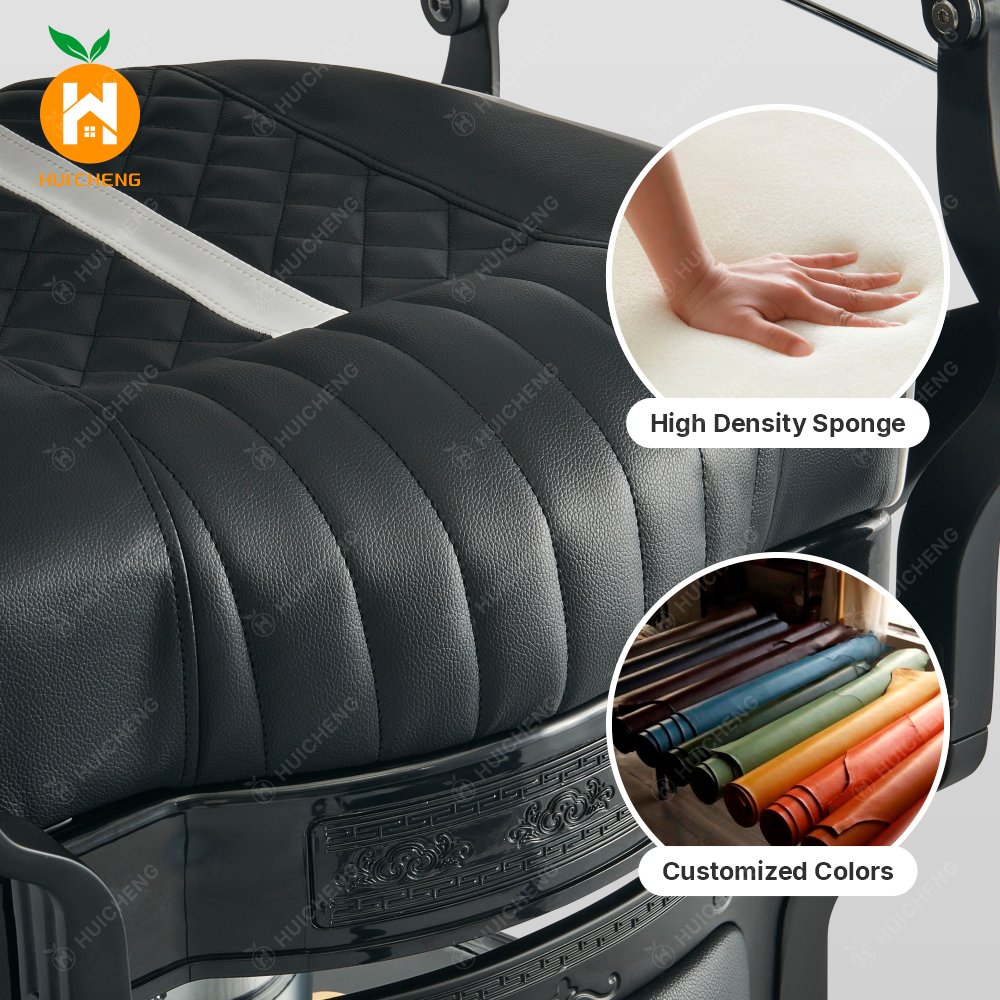Black Gold Barber Chair Heavy reclining hairstylist chair Professional salon chair for barbershop BC8802