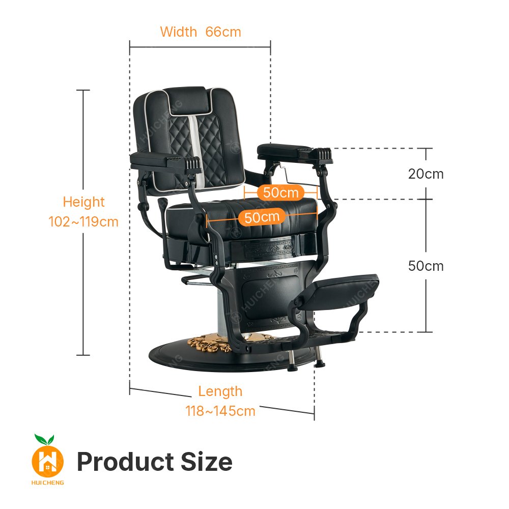 Black Gold Barber Chair Heavy reclining hairstylist chair Professional salon chair for barbershop BC8802