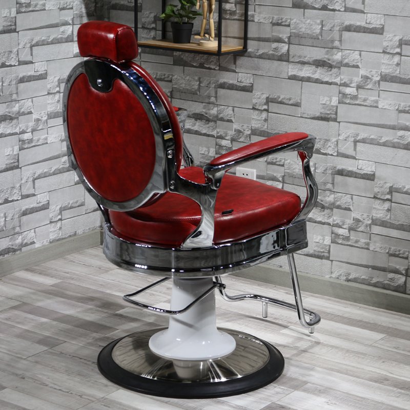 Jincheng high-quality red salon barber shop equipment antique haircut chair retro shaving chair men's barber chair