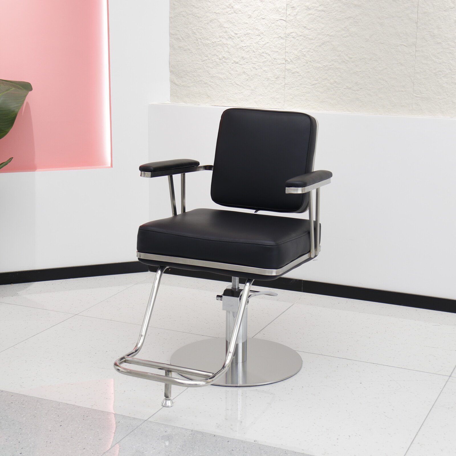 Hair salon furniture armchair Swivel up and down stainless steel metal barber chair