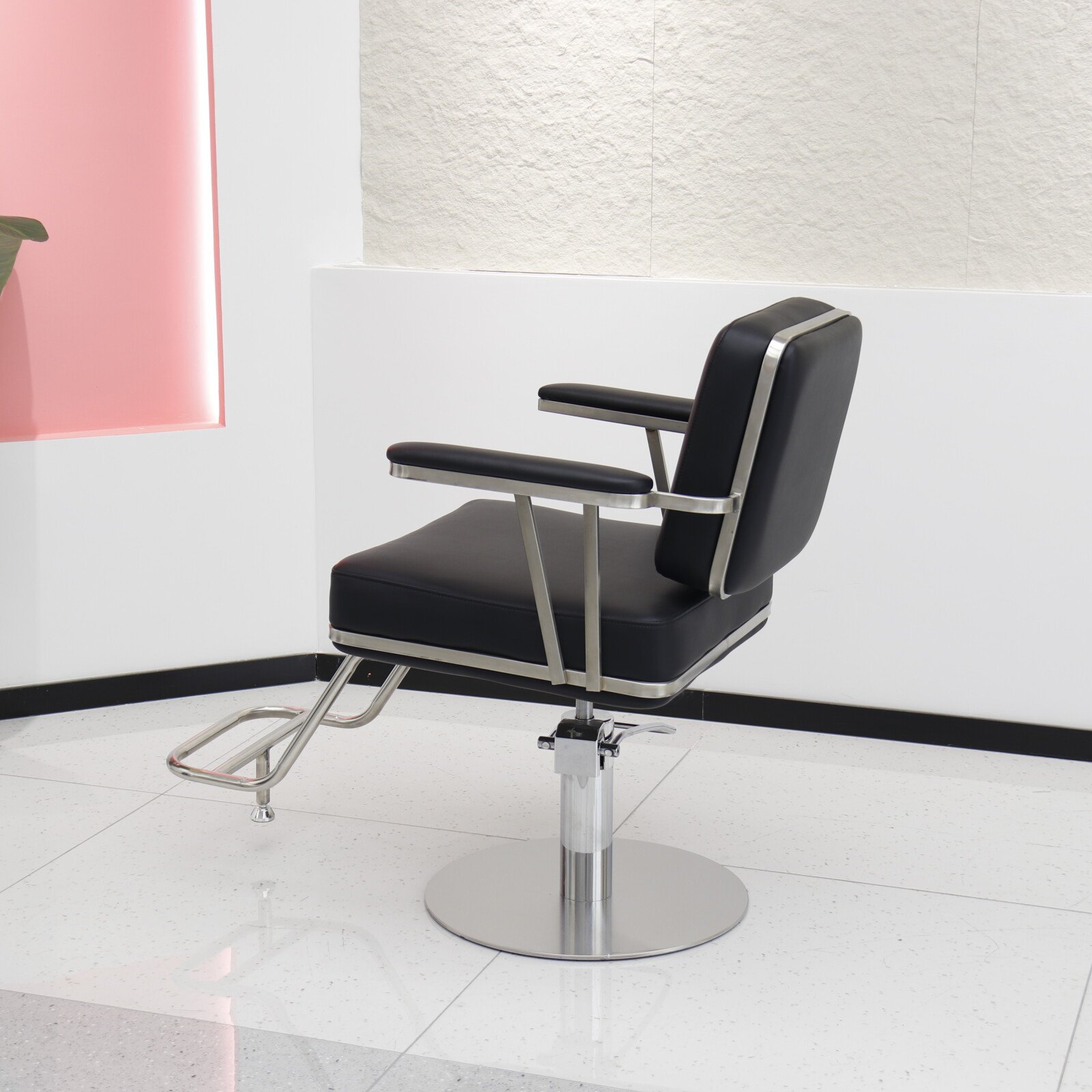 Hair salon furniture armchair Swivel up and down stainless steel metal barber chair