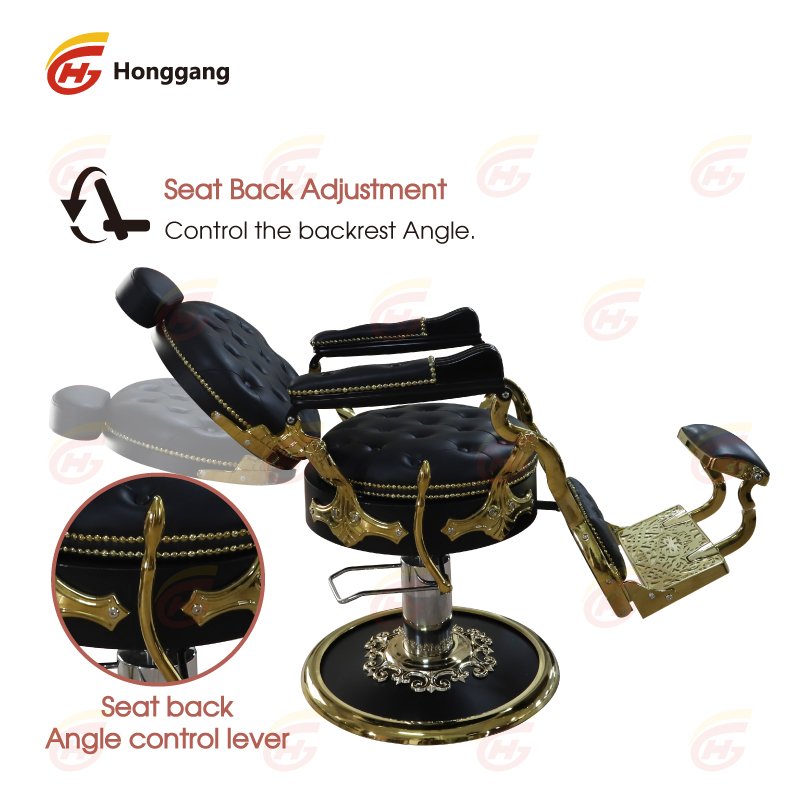luxury professional portable gold brown hydraulic pump reclining barber shop chair for men
