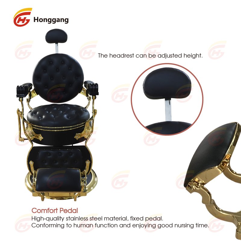 luxury professional portable gold brown hydraulic pump reclining barber shop chair for men
