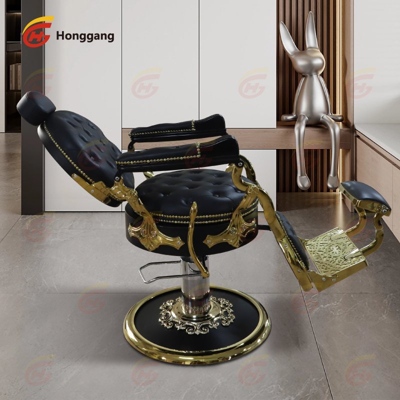 luxury professional portable gold brown hydraulic pump reclining barber shop chair for men