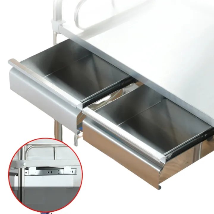 Stainless Steel Hospital Medical Emergency Treatment Trolley With Drawers