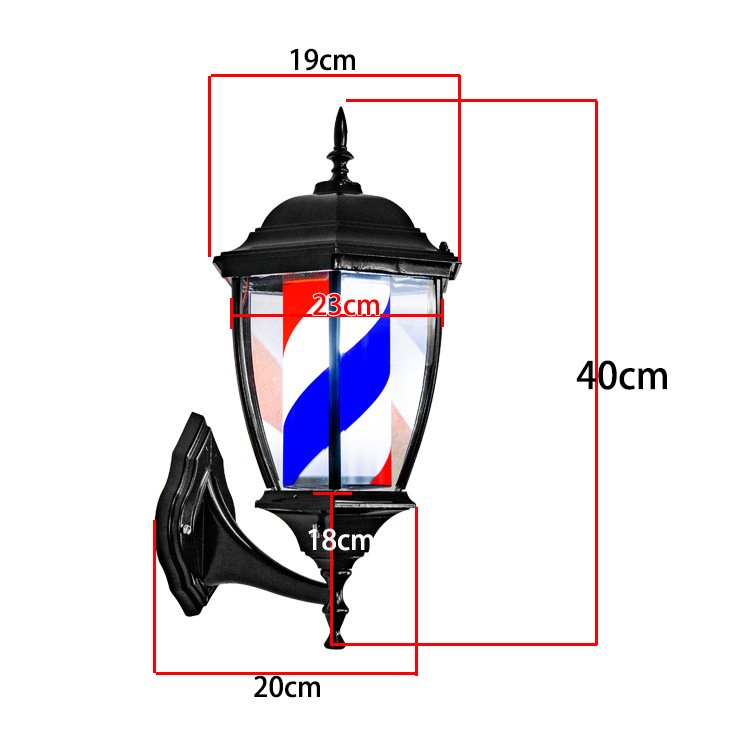 Professional Barbershop Hair Salon Equipment LED Lamp Outdoor Wall classic logo revolving lamp stripe salon barber pole