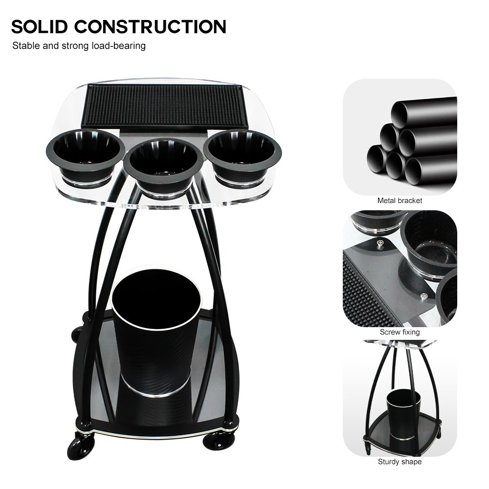 Wholesale Multi-functional Salon Tools Hairdressing Trolley Cart with Wheel Acrylic Beauty Salon Trolley