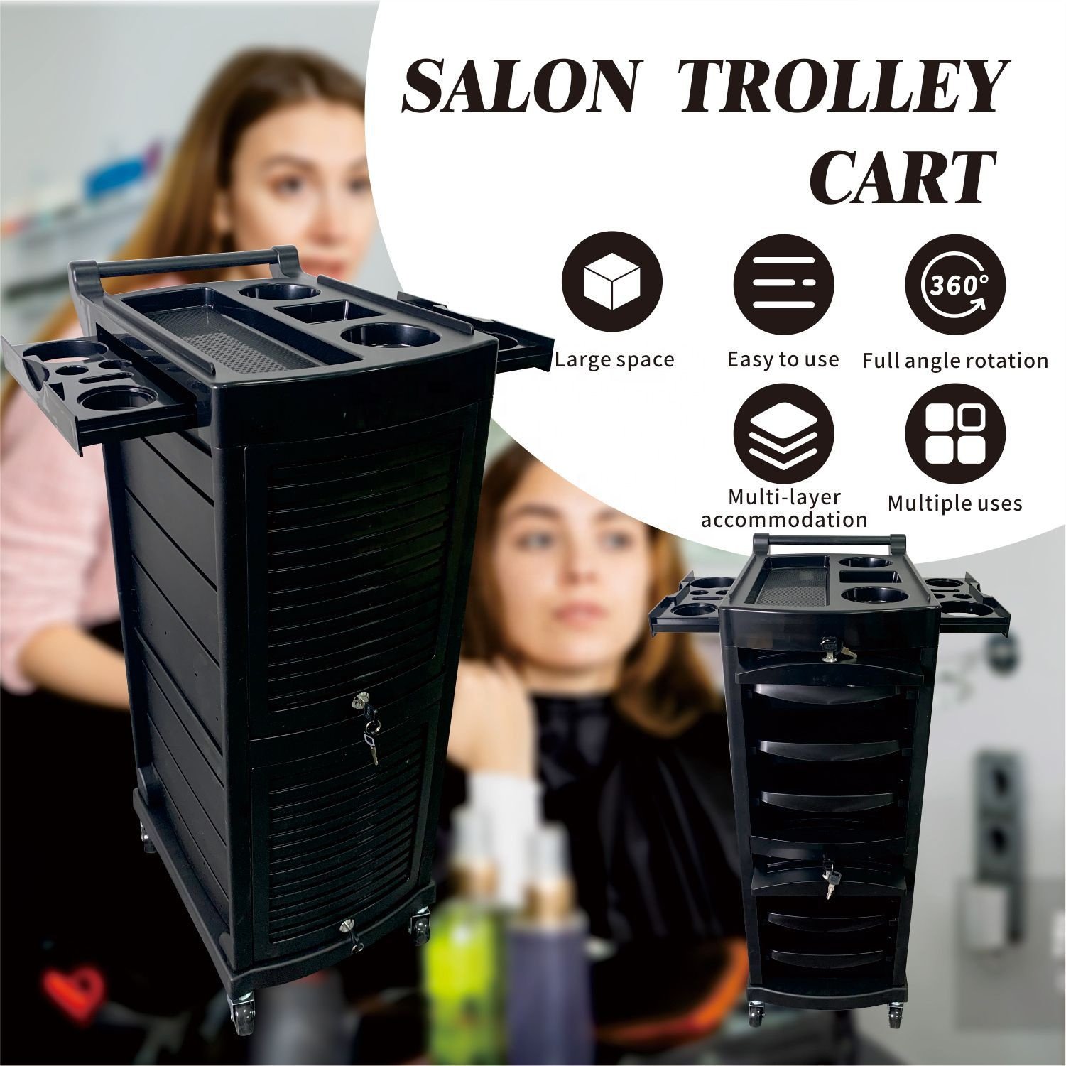 Barbershop beauty salon trolley Simple storage racks can be moved multi-layer salon tool cart