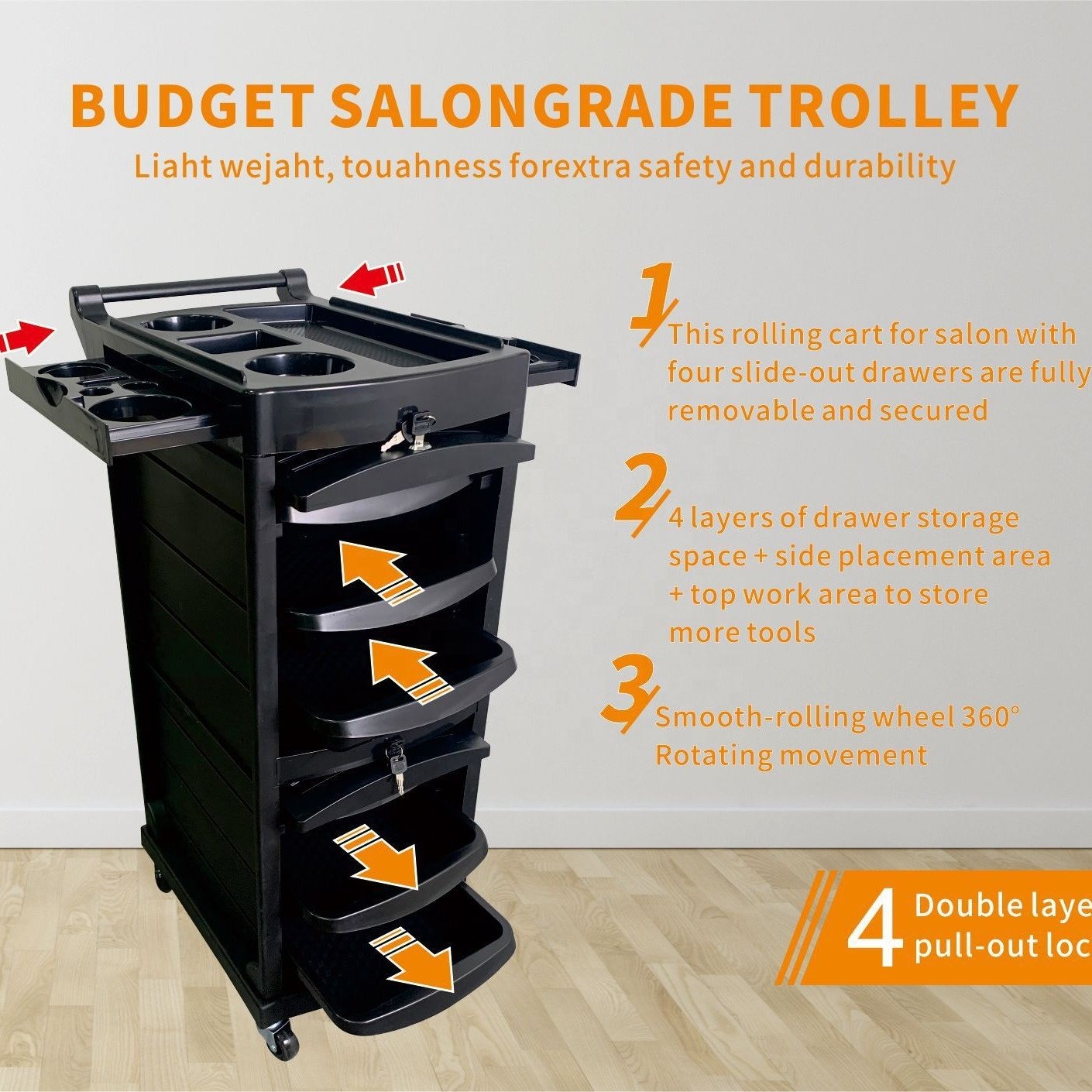Barbershop beauty salon trolley Simple storage racks can be moved multi-layer salon tool cart