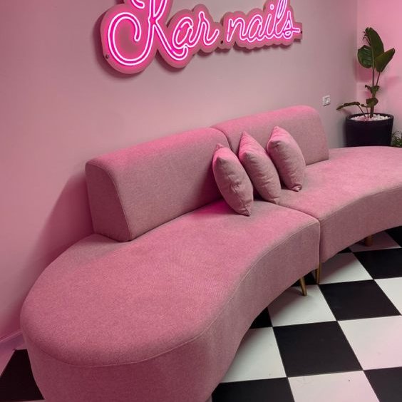 Pink salon waiting room sofa chair for beauty salon