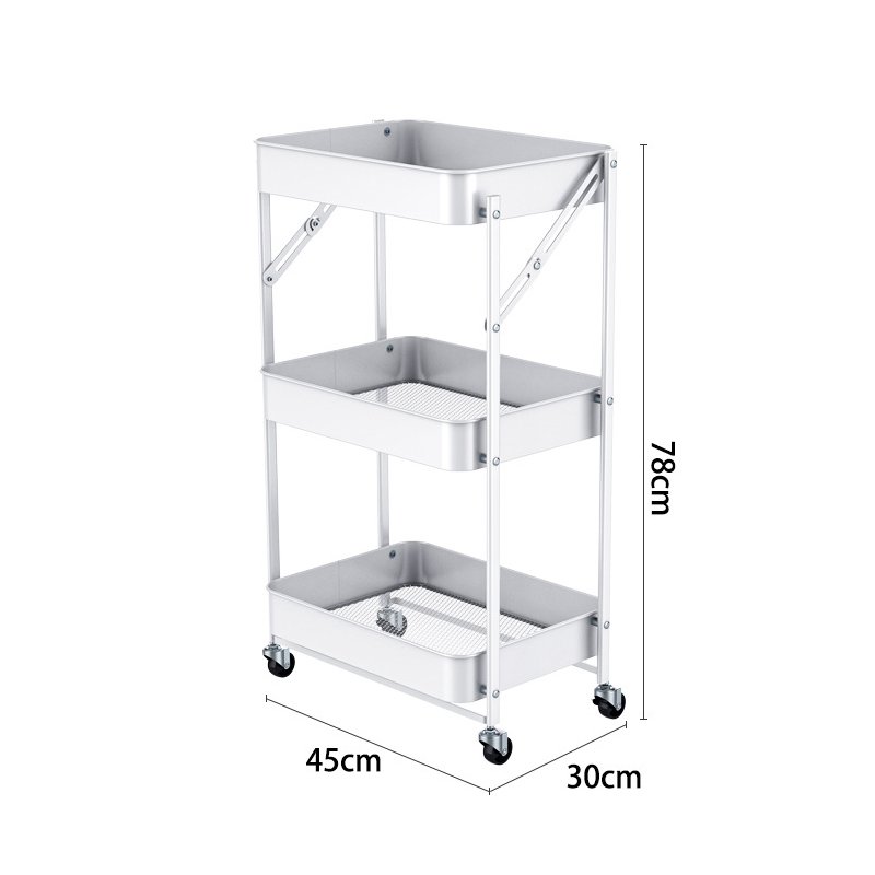 Dining Furniture Home kitchen 3-Layer Movable Storage Rack Folding Salon Trolley Trolley Shelf