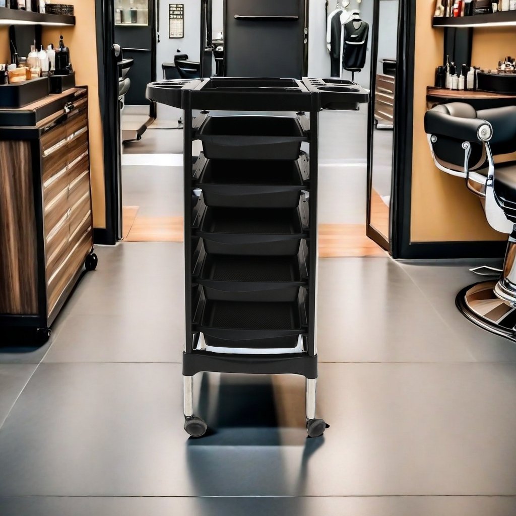 modern design black barber trolley stainless steel trolley manicure