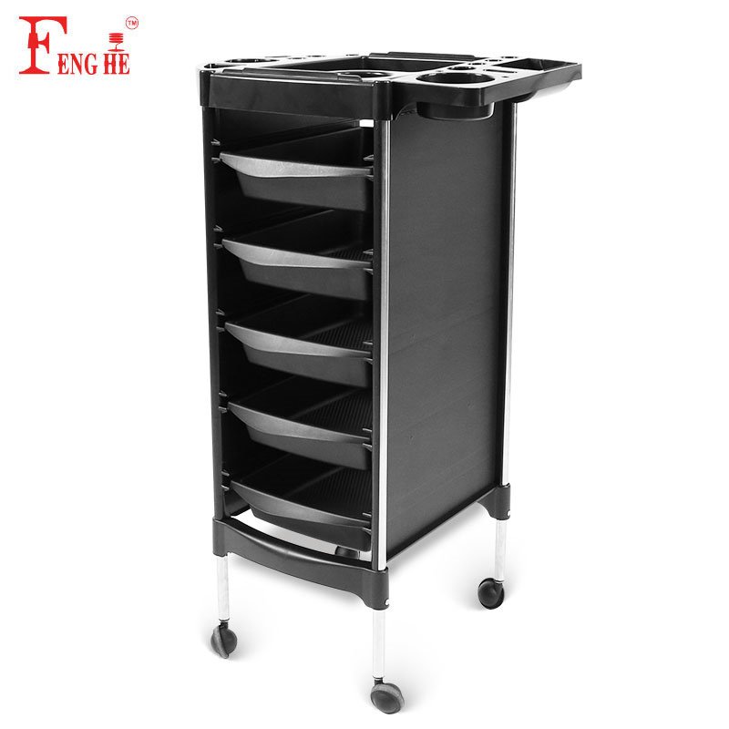 modern design black barber trolley stainless steel trolley manicure