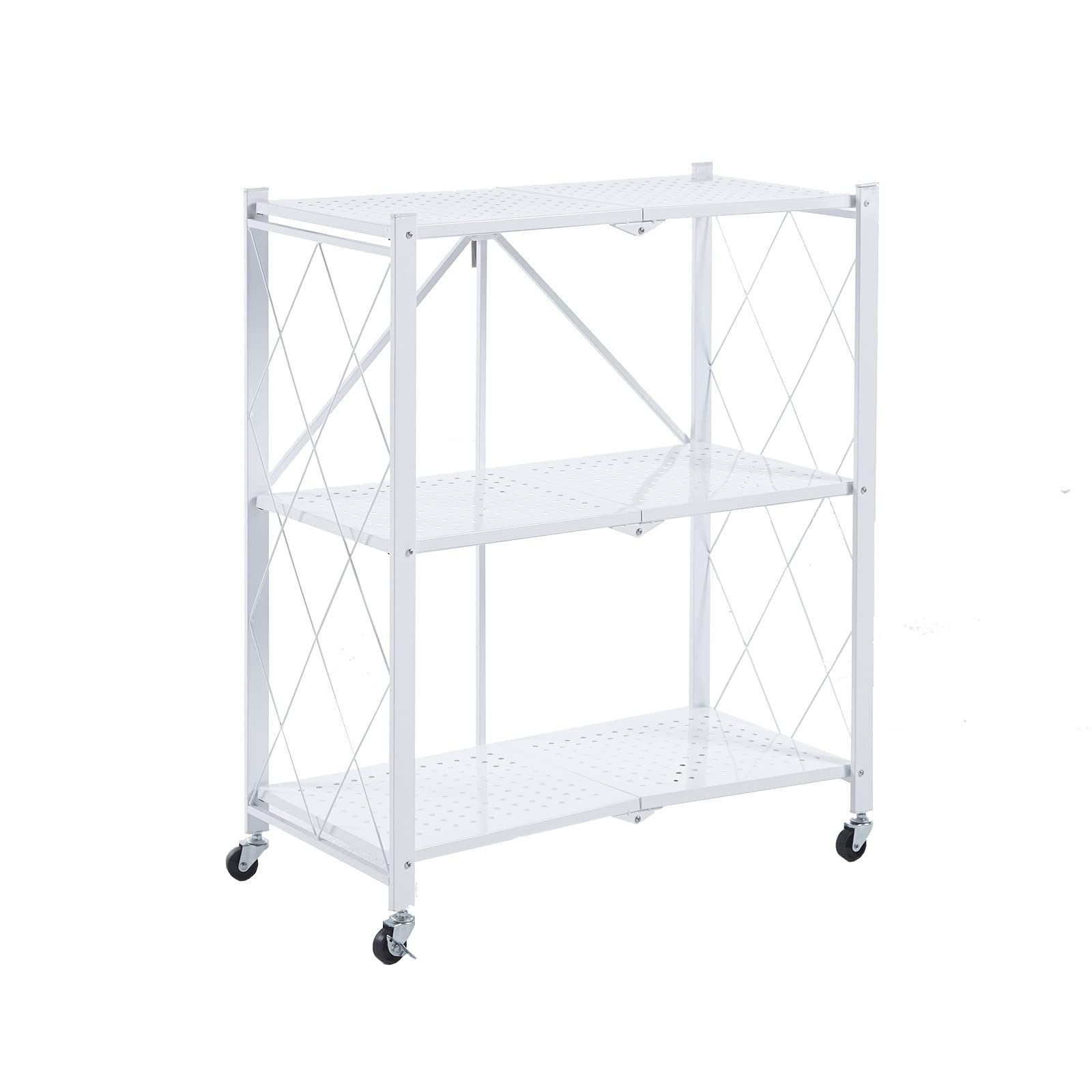New design iron rack can be movable steel shelves with wheels 3/4 layers metal rack folding storage shelf