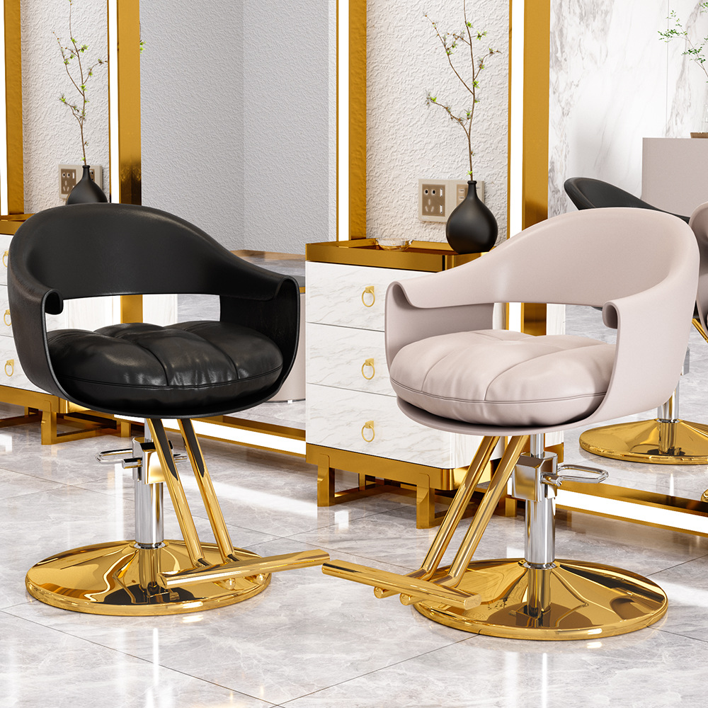Hot Sale Pink Gold Reclining Hydraulic Adjustable Lift Salon Equipment Styling Barber Chair for Beauty Salons
