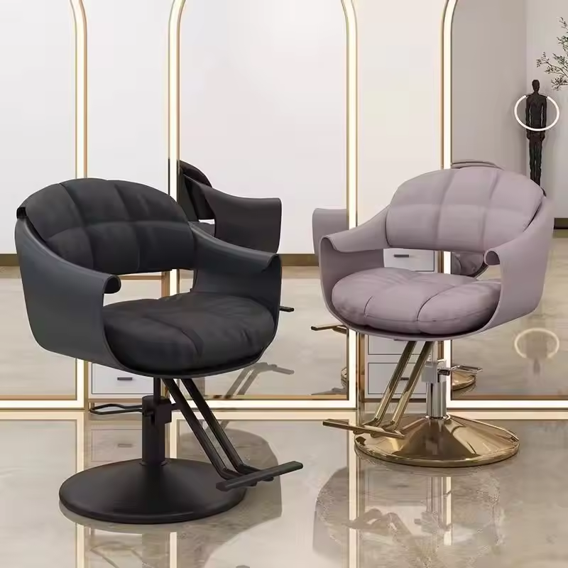 Hot Sale Pink Gold Reclining Hydraulic Adjustable Lift Salon Equipment Styling Barber Chair for Beauty Salons