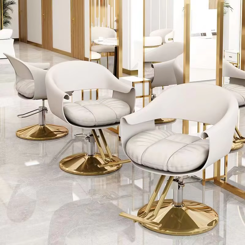 Hot Sale Pink Gold Reclining Hydraulic Adjustable Lift Salon Equipment Styling Barber Chair for Beauty Salons