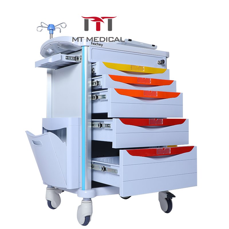 MT MEDICAL Hospital Furniture ABS Emergency Medical Trolley For Hospital Usage Medicine Trolley Cart