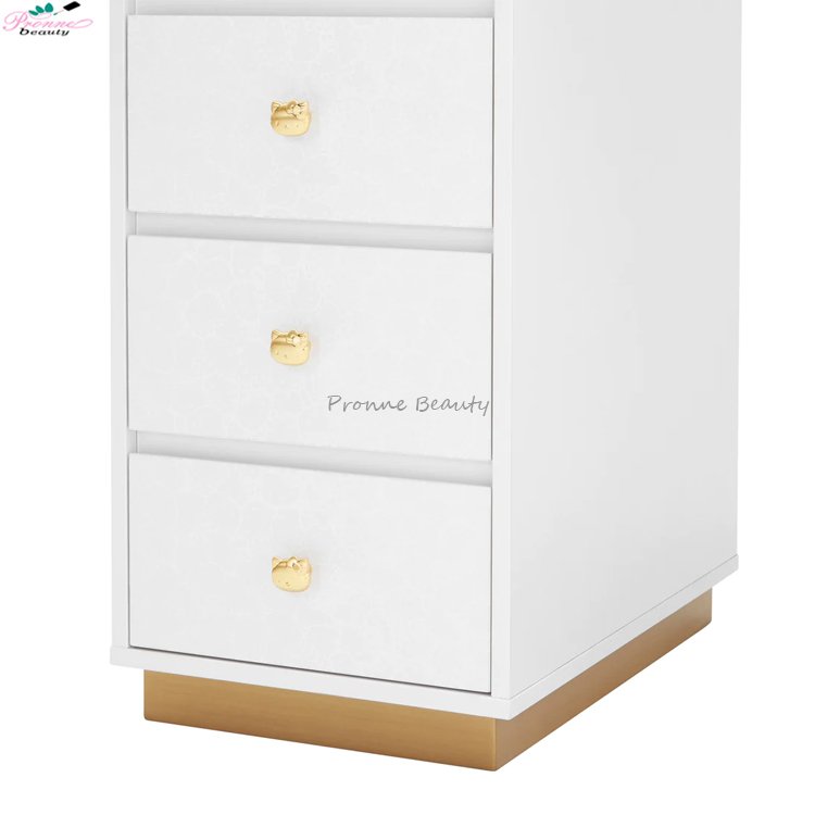 Wholesale Beauty Salon Furniture 6 Drawer Dresser Chest Large Gold Salon Trolley Cabinet