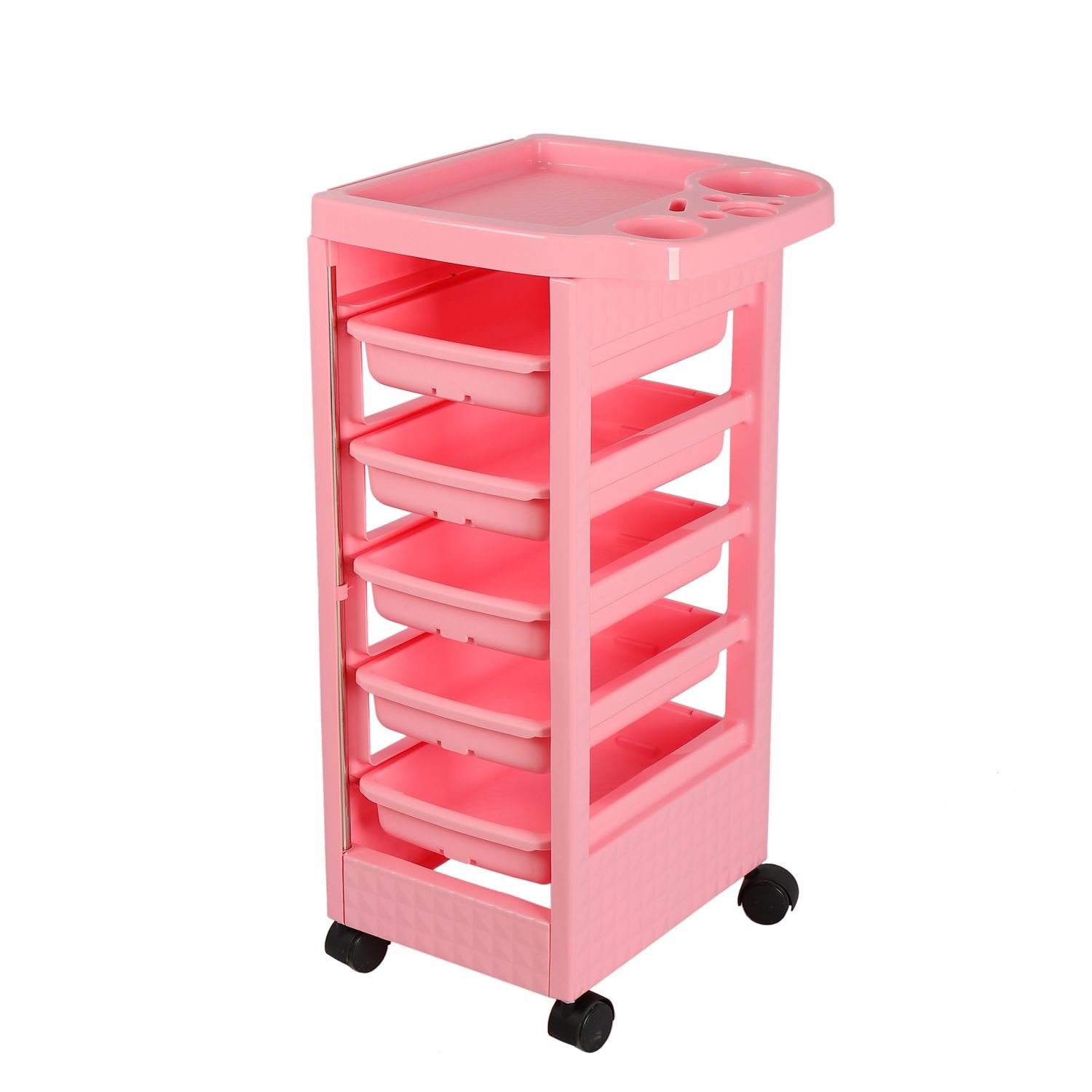 Wholesale Hair Storage Cart Salon Storage Organizer Pink Beauty Salon Trolley With Drawers