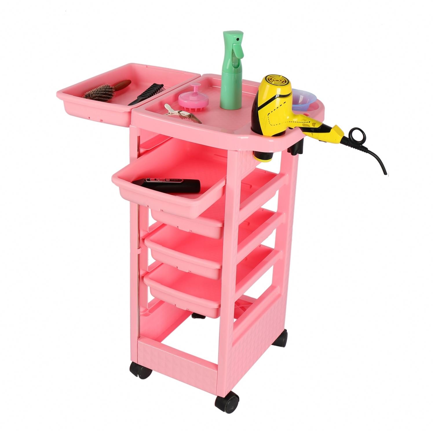 Wholesale Hair Storage Cart Salon Storage Organizer Pink Beauty Salon Trolley With Drawers