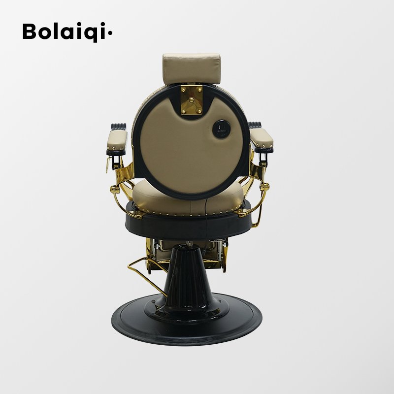 BOLAIQI new function dark khaki leather shaving chair electric barber chair massage with height adjustment