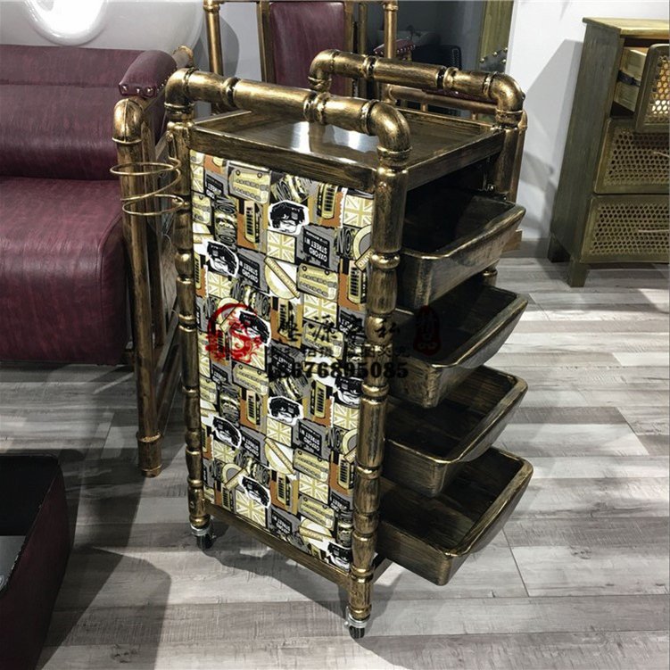 New Arrival Wholesale Luxury Golden Stainless Steel Salon Beauty Cart Rolling Trolley With 4 Wheels