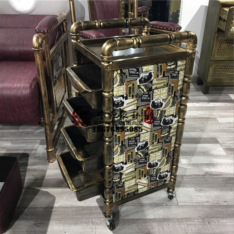 New Arrival Wholesale Luxury Golden Stainless Steel Salon Beauty Cart Rolling Trolley With 4 Wheels