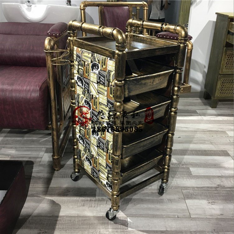 New Arrival Wholesale Luxury Golden Stainless Steel Salon Beauty Cart Rolling Trolley With 4 Wheels