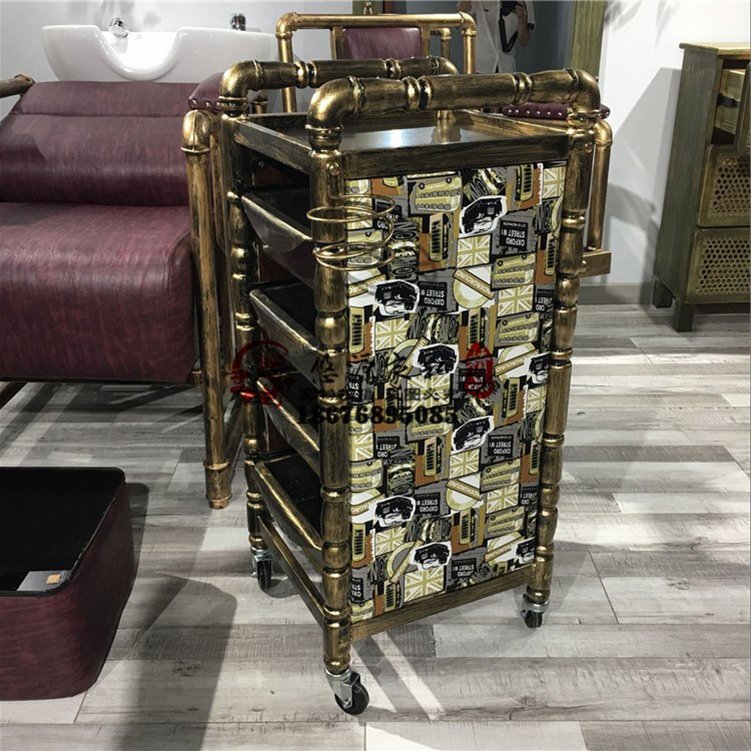 New Arrival Wholesale Luxury Golden Stainless Steel Salon Beauty Cart Rolling Trolley With 4 Wheels