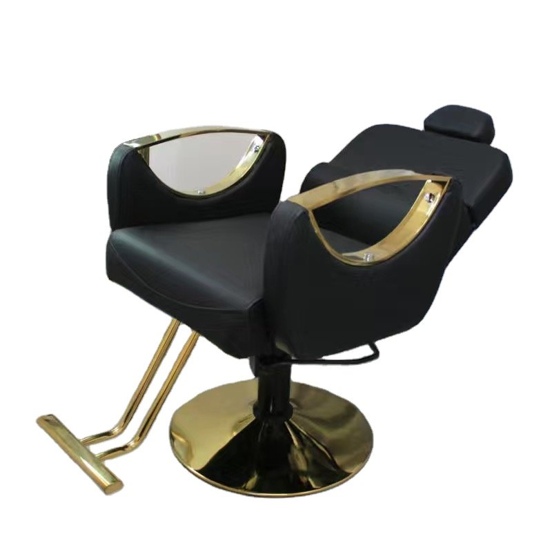 Commercial Hot sell salon furniture adjustable golden beauty factory reclining hair salon barber chairs for barber shop
