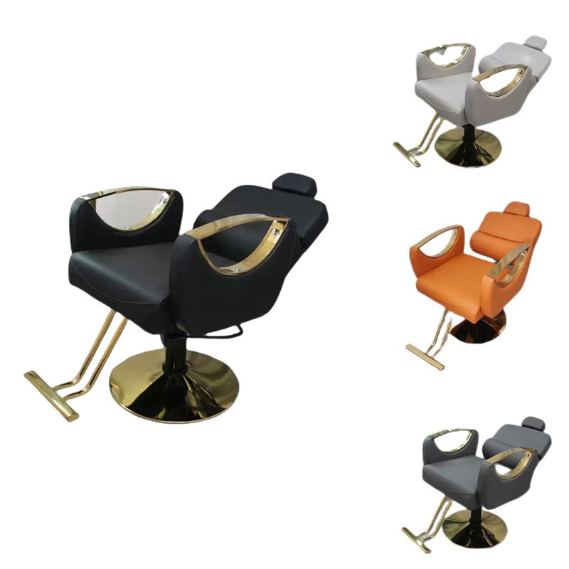 Commercial Hot sell salon furniture adjustable golden beauty factory reclining hair salon barber chairs for barber shop