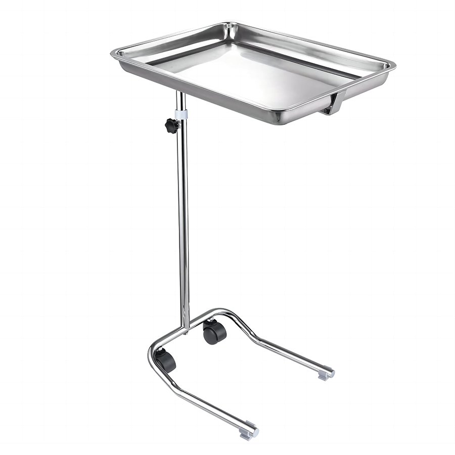 Stainless Steel Metal Extra Large Salon Tray Premium Instrument Table Medical Tray Mayo Stand with Wheels