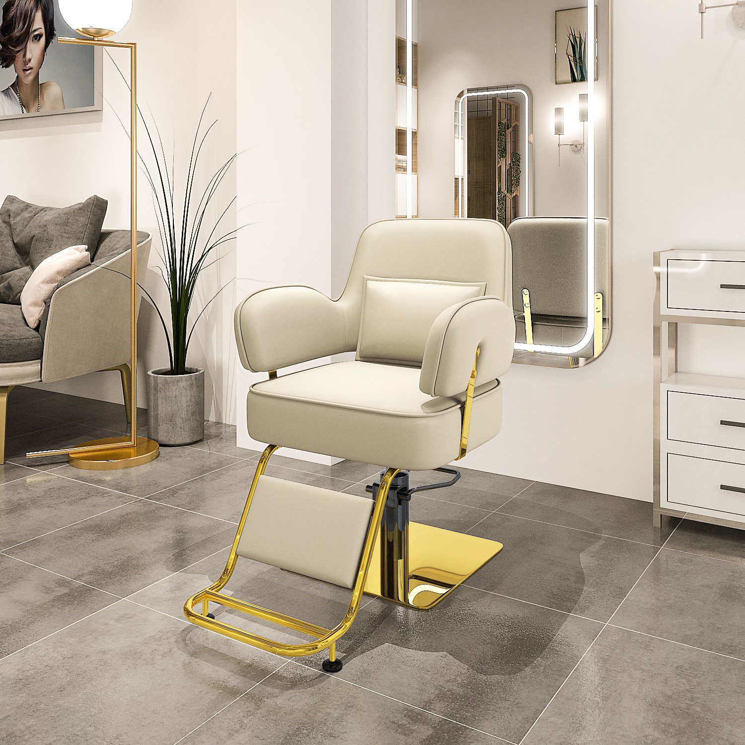 Ready Stocks Commercial Salon Chair Furniture Sets for Sale Barber Shop Hairdresser Chair Hydraulic Pump Barber Chair For Men