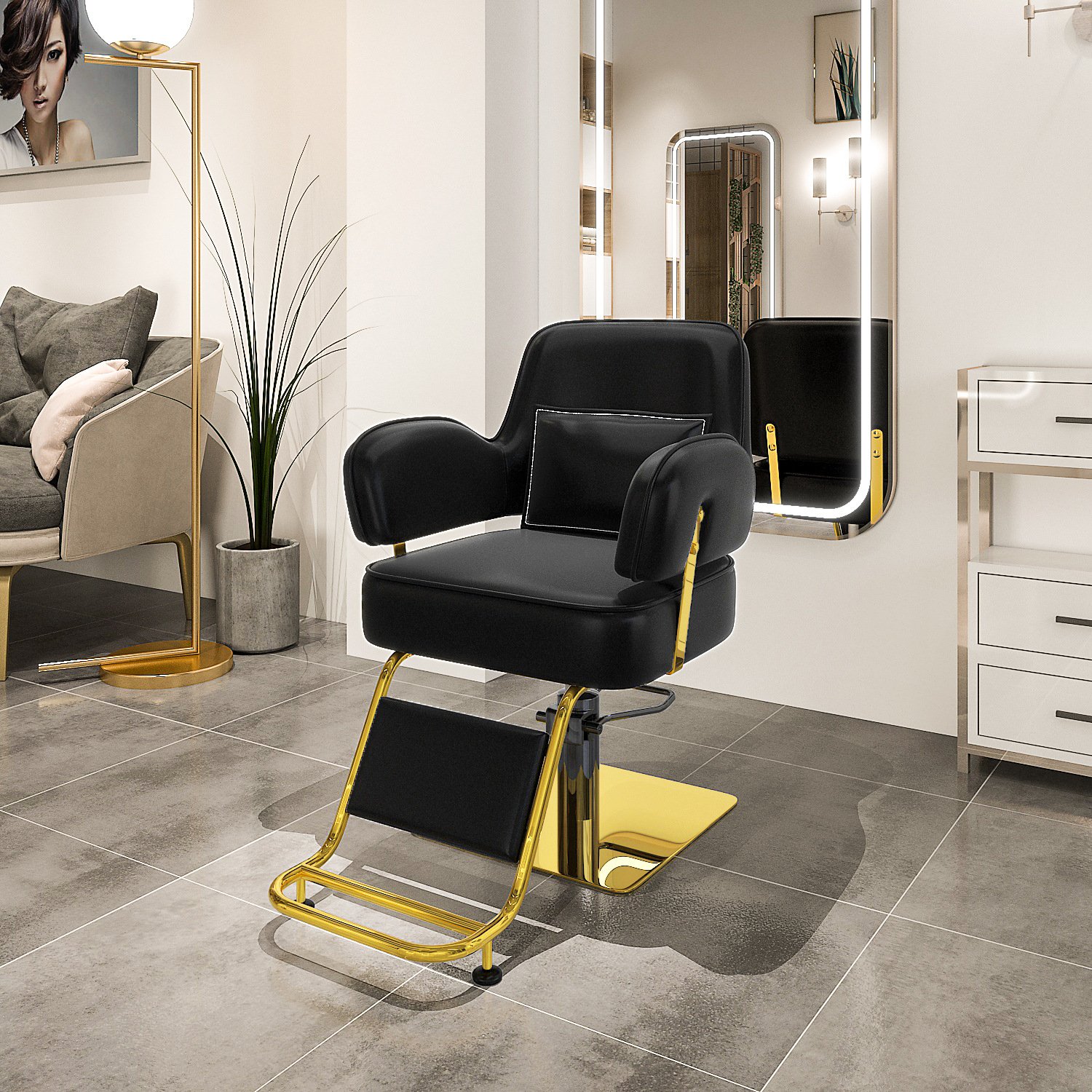 Ready Stocks Commercial Salon Chair Furniture Sets for Sale Barber Shop Hairdresser Chair Hydraulic Pump Barber Chair For Men