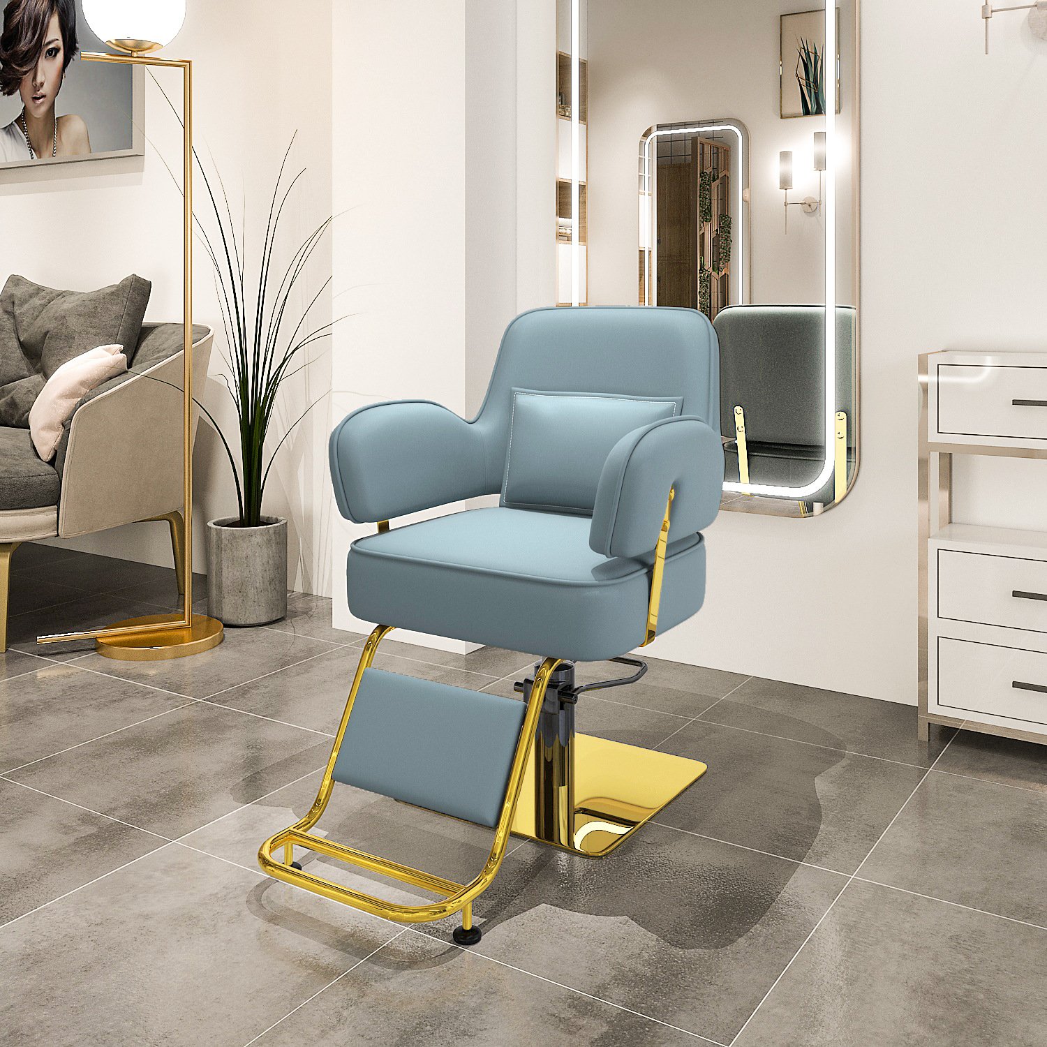 Ready Stocks Commercial Salon Chair Furniture Sets for Sale Barber Shop Hairdresser Chair Hydraulic Pump Barber Chair For Men